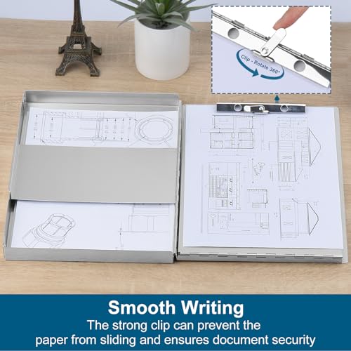 ZCZN Aluminum Clipboard with Storage and Clip Recycled, Clipboard Folder, Sturdy Letter Size Recycle Metal Form Holder for Business Office Medical Professionals, Letter Size (Silve image 3