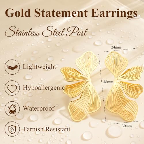 Ritach Gold Statement Earrings for Women - Chunky Gold Dangle Earrings Drop - image 5