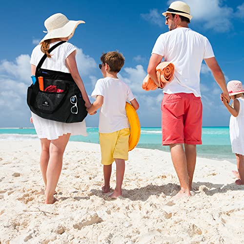 Red Suricata Mesh Beach Bag with Zipper - Extra Large Beach Tote Bag – Pool Bag4