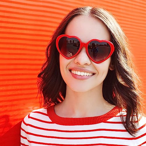 Image of Polarized Heart Shaped Sunglasses for Women Girls Retro Oversized Sun Glasses Red Heart Glasses Cute Eyewear