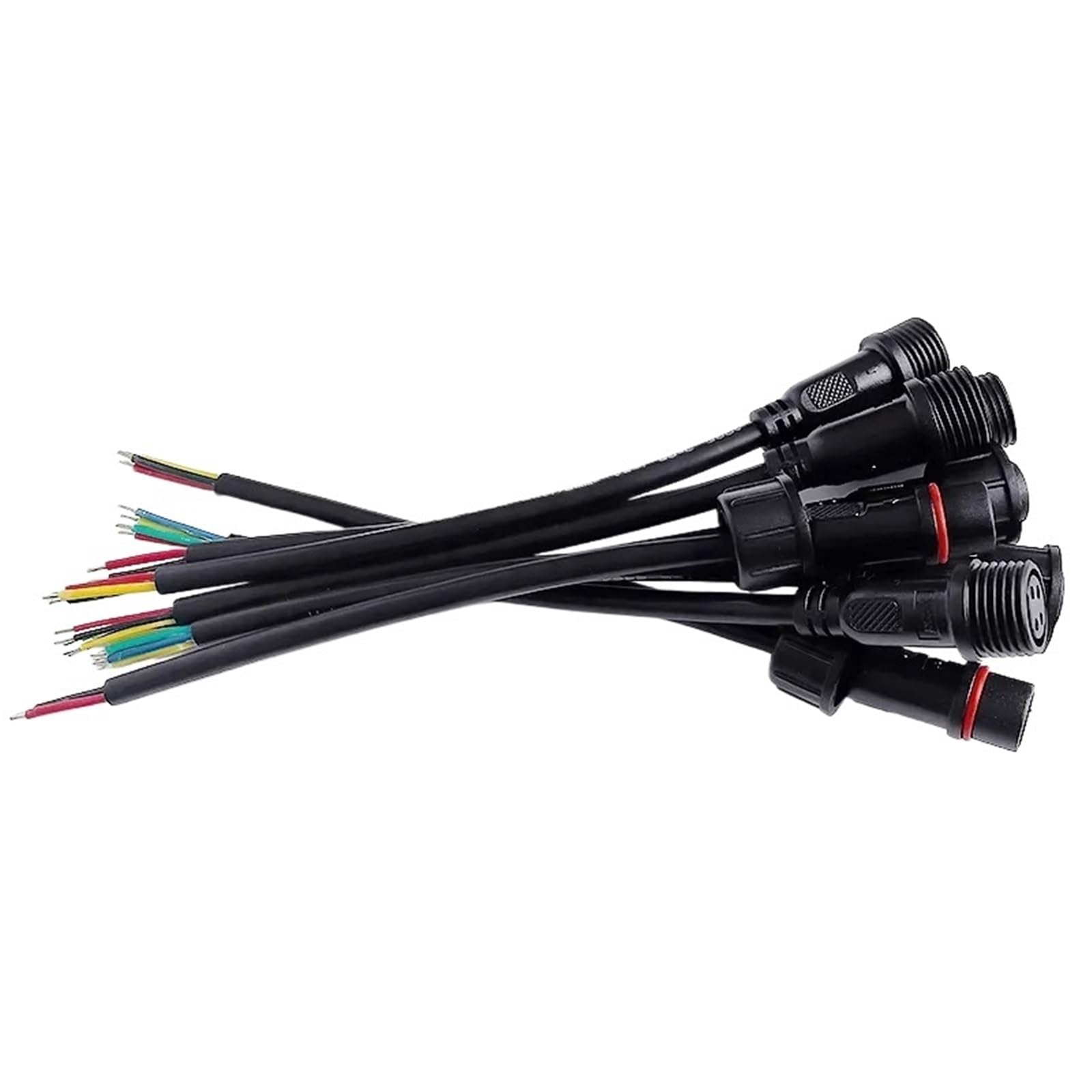 5/20 szt. M16 wodoodporny 2 3 4 5 szpilek IP65 drut do taśm LED męski i żeński podnośnik 22 mm nakrętka złącze drutu 20 cm OD 6 mm (męskie i żeńskie, 5 sztuk, 5 szt.)