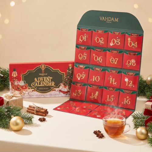Image of Limited Edition - Advent Calendar 2026 Folding Gift Box | 24 Unique Loose Leaf Teas - Holiday Gift Pack | Christmas Advent Calendar 2026 for Adults, Advent Calendar 2026 Adult Women and Men | VAHDAM