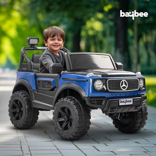 Image of Baybee Benzie 4x4 Battery Operated Jeep for Kids, Ride on Toy Kid Car with RGB Windshield Light & Music | Baby Big Battery Cars | Electric Jeep Car for Kids to Drive 2 to 6 Years (Blue)