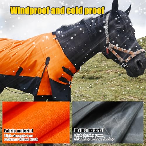 Image of Adjustable Waterproof Horse Sheet | Horse Blankets for Real Horses|Perfect Rainy Day Protection(74 inch, Orange)