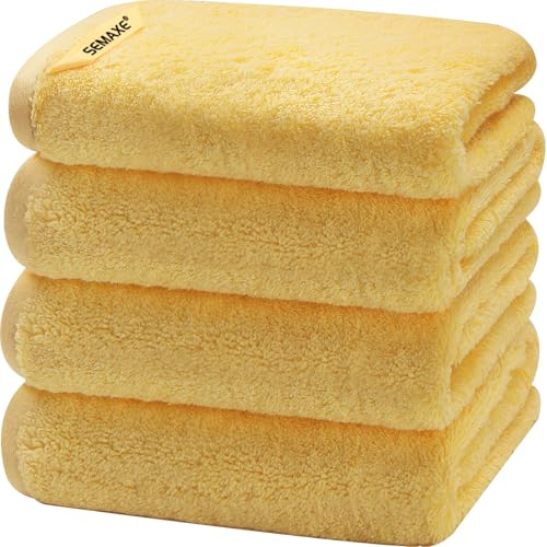 SEMAXE 4-Pack Yellow Cotton Hand Towels for Bathroom with Hanging Loops