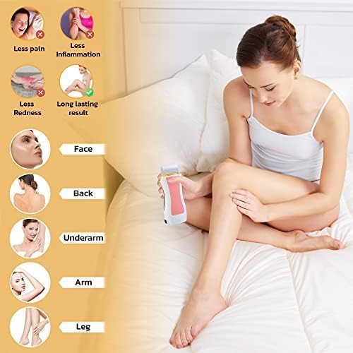 Image of Hair Removal Wax Kit Wax Heater Machine Roll on Hair Removal Wax Kit Wax Heater machine,Refill Cartridge Strips With Wipes Waxing kit for Women Waxkit (wax Roller Heater Machine Combo)