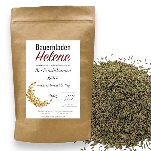 Bio Fenchelsamen 500g Aromatische Fenchel Saat aus kontrolliert biologischem Anbau Ideal für Tee Brot & Gewürzmischungen Premiumqualität vom Bauernladen Helene