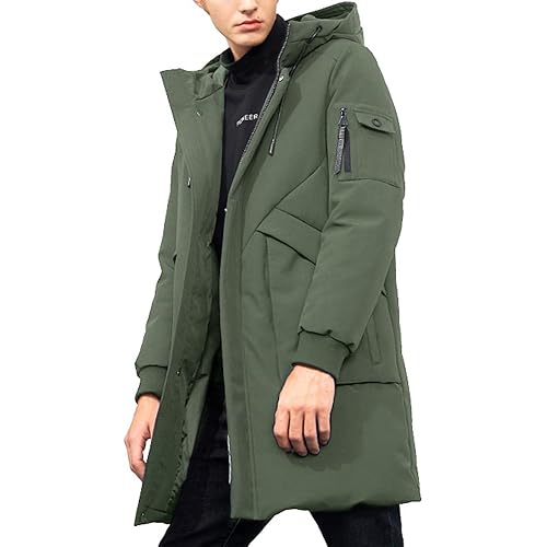 Pioneer Camp Men's Winter Coats Water-Repellent Windproof Thicken Parkas Long Hooded Padded Puffer Jacket