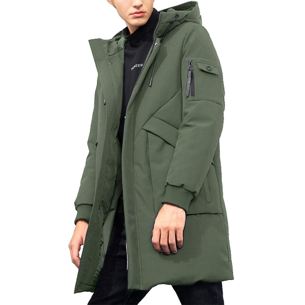 Men's Winter Coats Water-Repellent Windproof Thicken Parkas Long Hooded Padded Puffer Jacket