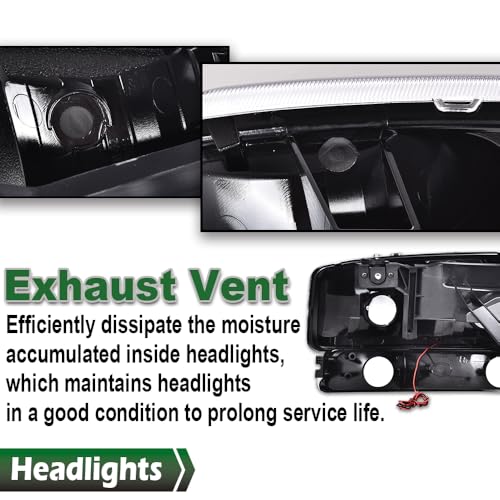 Image of GRAND ORANGE LED DRL Headlights W /Bumper Signal Lamps, Compatible with 1999-2007 GMC Sierra 1500 / Fit 1999-2006 GMC Yukon XL 1500 2500 Clear Lens Black Housing Amber Reflector faros delanteros