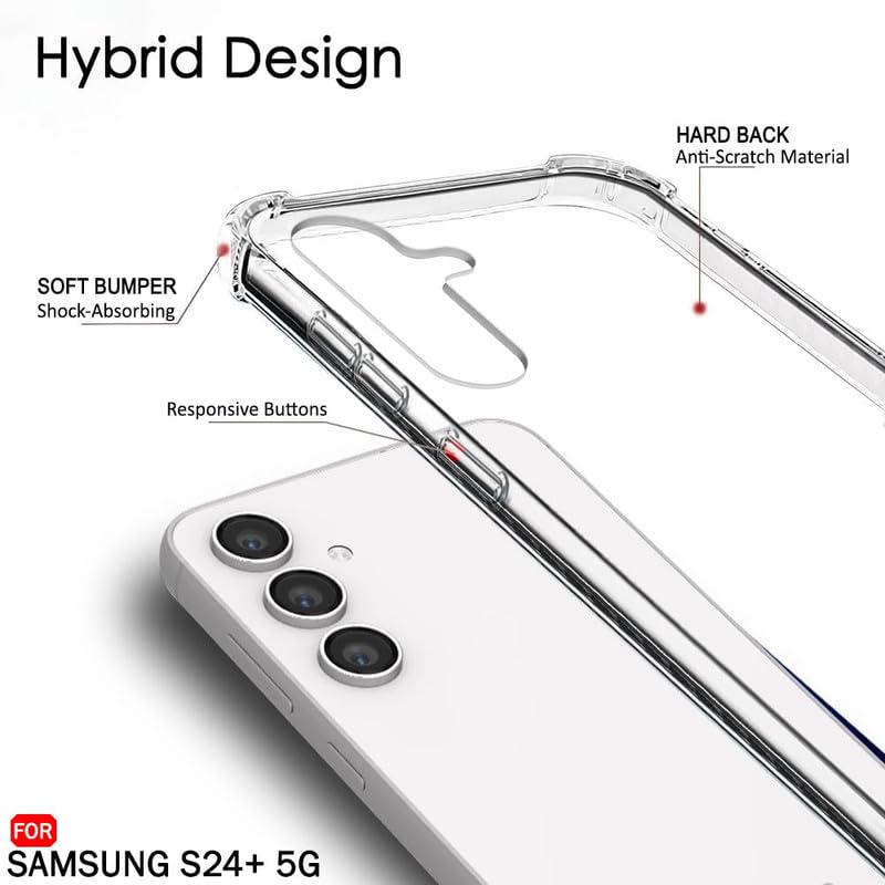 Image of Case Creation New Samsung S24 Plus Premium Imported 0.3mm Crystal Clear Totu Silicone Transparent Flexible Soft Corner Protection with TPU Slim Back Case Color Cover for S24 Plus