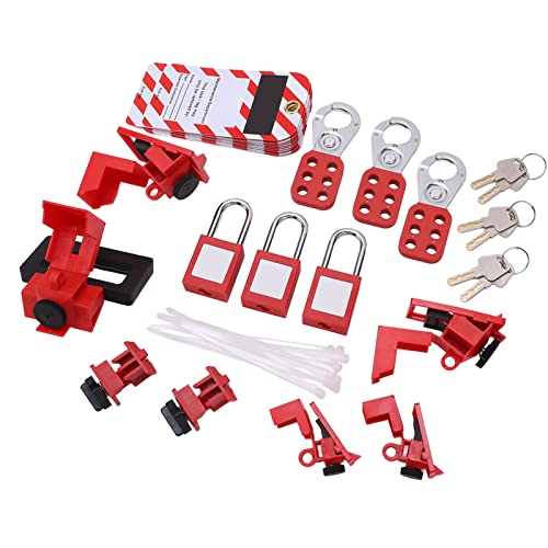 Natudeco Lockout Tagout Kit Electrical Lockout Tagout Kit Loto Tag Hasp Padlock Breaker Lockout Devices Storage Bag for Industrial Use
