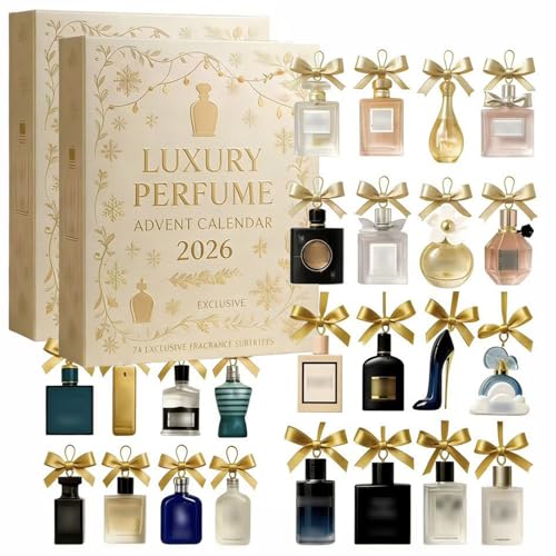 Luxus Parfüm Adventskalender 2026 24 Tage Parfüm Display Geschenkset 24 Tage Designer Düfte für Frauen & Männer - Premium Holiday Countdown Geschenke Set (2 Stück-White)