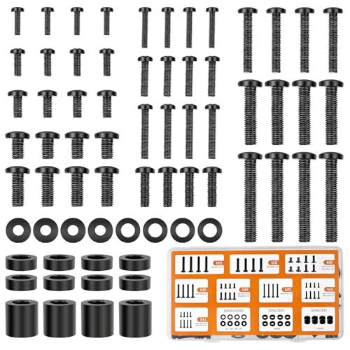 68Pcs Universel TV Kit à vis pour le montage du matériel - M4 M5 M6 M8 Vis, compartiments et rondelles pour la plupart des téléviseurs/moniteur VESA Montez, TV Monter les vis de remplacement avec la boîte jusqu'à 80"