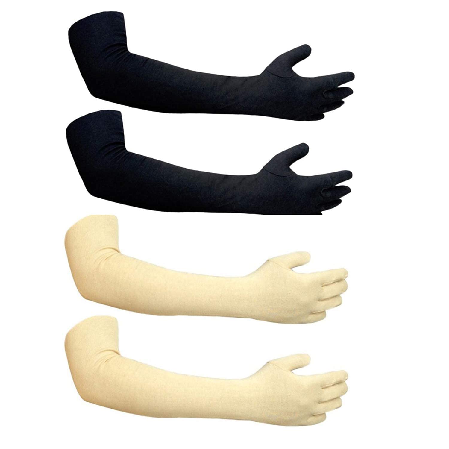 Cotson Women Cotton Long Driving UV Sun Protection Gloves Combo Pack of 2 Pairs-image-34