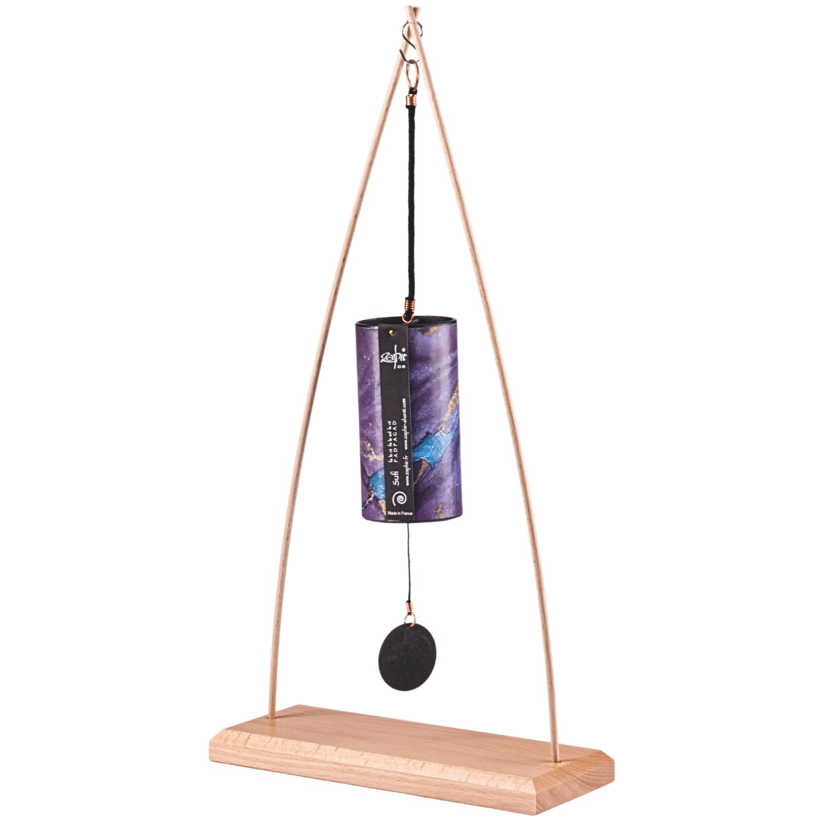 Zaphir Klangspiel Sufi mit Ständer - Klangspielständer Tipi aus Buchenholz - 50 cm Höhe für Yoga, Kinder zur Entspannung und Meditieren