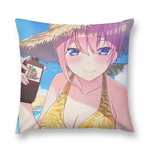 五等分の花嫁 中野一花 クッションカバー 抱き枕カバー 装飾枕カバー 座布団カバー グッズ ギフト アニメグッズ 着脱簡単 洗える ソファ背当て 両面プリント かわいい おしゃれ 車やソファー 18 "x18 "