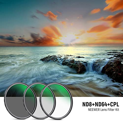 NEEWER 72mm ND Lens Filter Kit ND8 ND64 CPL(Circular Polarising) Filter Set - Image 2