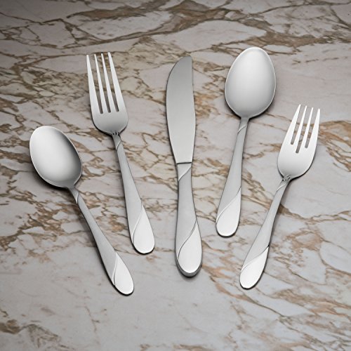 Cambridge Silversmiths Swirl Sand 20-Piece Stainless Steel Flatware Set for 4