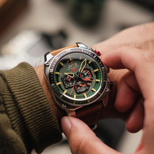 Image of AVI-8 Men's 43mm Hawker Hunter Atlas Dual Time Chronograph Watch with Leather Strap AV-4100