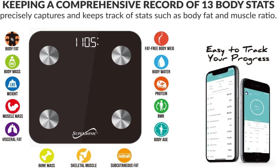 Miniatura 6 de Supersonic SC-851BTS Bluetooth habilitado Fitness Weight Scale Tracker