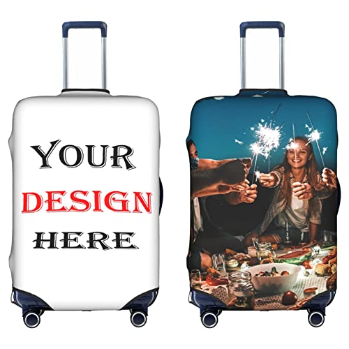 Custom Luggage Cover Double-Sided Printed Suitcase Covers with Bottom Zipper Elastic Personalize Suitcase Protector, Covers for Luggage Add Your Photo/Text Here Customize Baggage Cover (XL, fit 29-32 Inch Luggage)