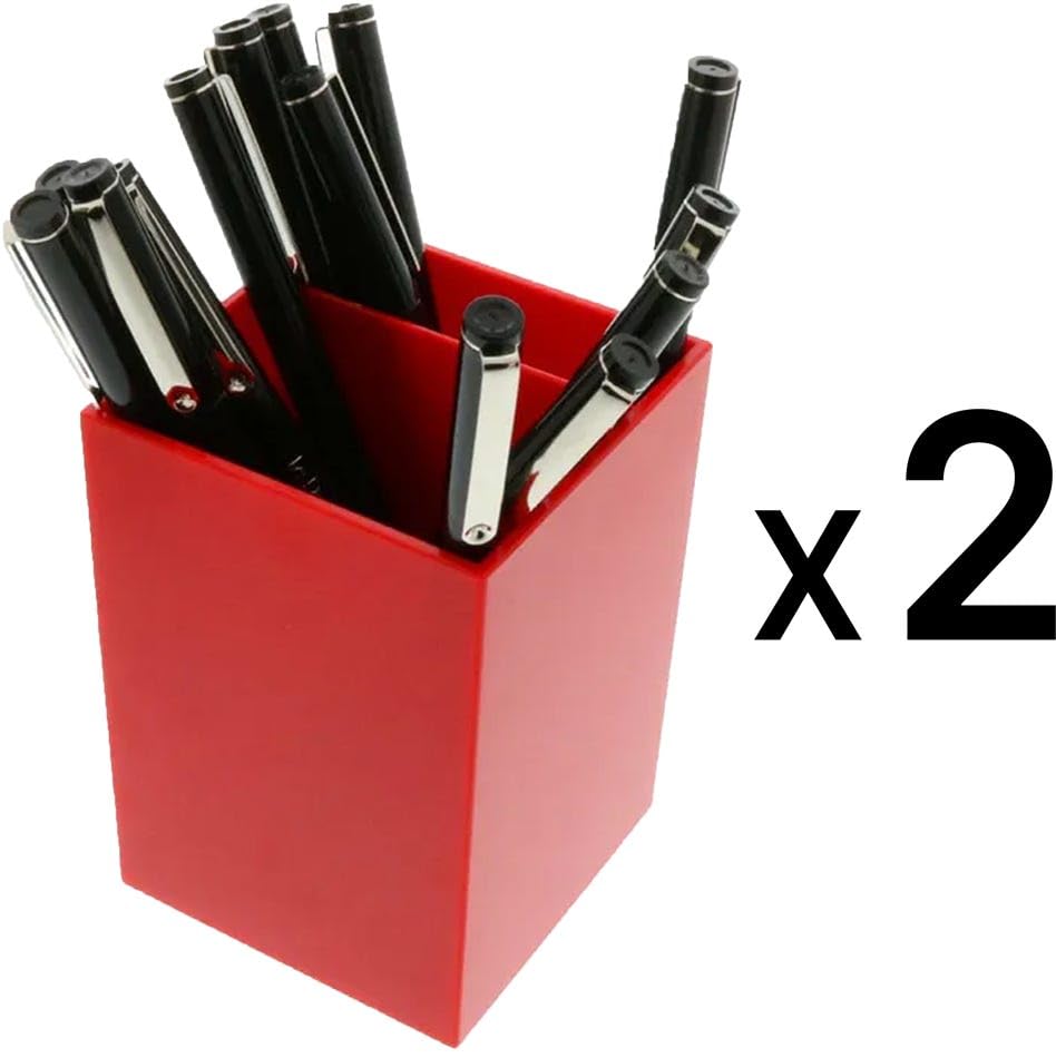 Image of JAM PAPER Plastic Pen Holders - Red Desktop Pencil Cups - 2 /Pack