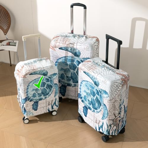 Image of HOKIPO Suitcase Covers for Trolley Suitcase, 220gsm Durable and Washable, Small (18-19inch) - Ocean Turtle (AR-6343-D7)