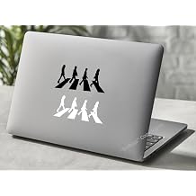 02 in 1 Abbey Road Music Band Vinyl Sticker Decal 6.0" Wide x 3.0" Tall 01 Black & 01 White Graphic for Car Window Bumper Walls Laptop Skate Board Truck Water Bottles Tumbler etc.