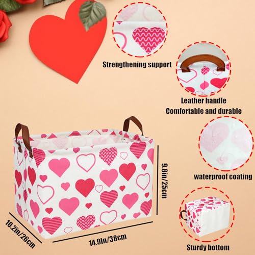Image of Cute Heart Valentine's Day Basket for gifts empty Storage Basket for Kid and Baby Room Decor (Pink Heart)