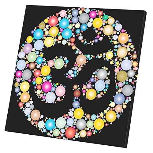Tableau Décoratif Aum Om Méditation Inde Toile Carrée Colorée 60x60