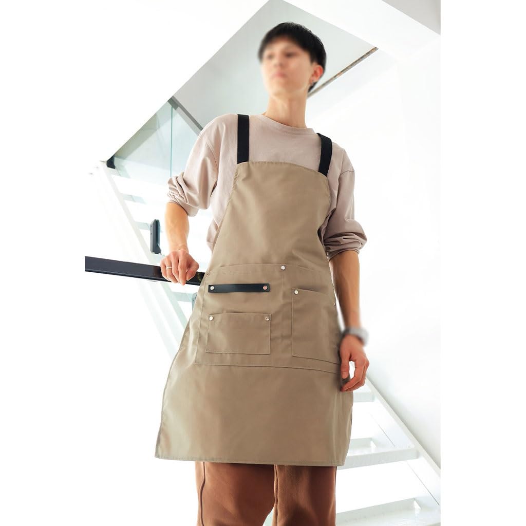 TEESONG Delantal de Chef Delantal Sencillo Coreano de Lona for el hogar, Cocina, Peluquero y manicurista, Ropa de Trabajo for Hombres y Mujeres Delantales para Hombres(A)