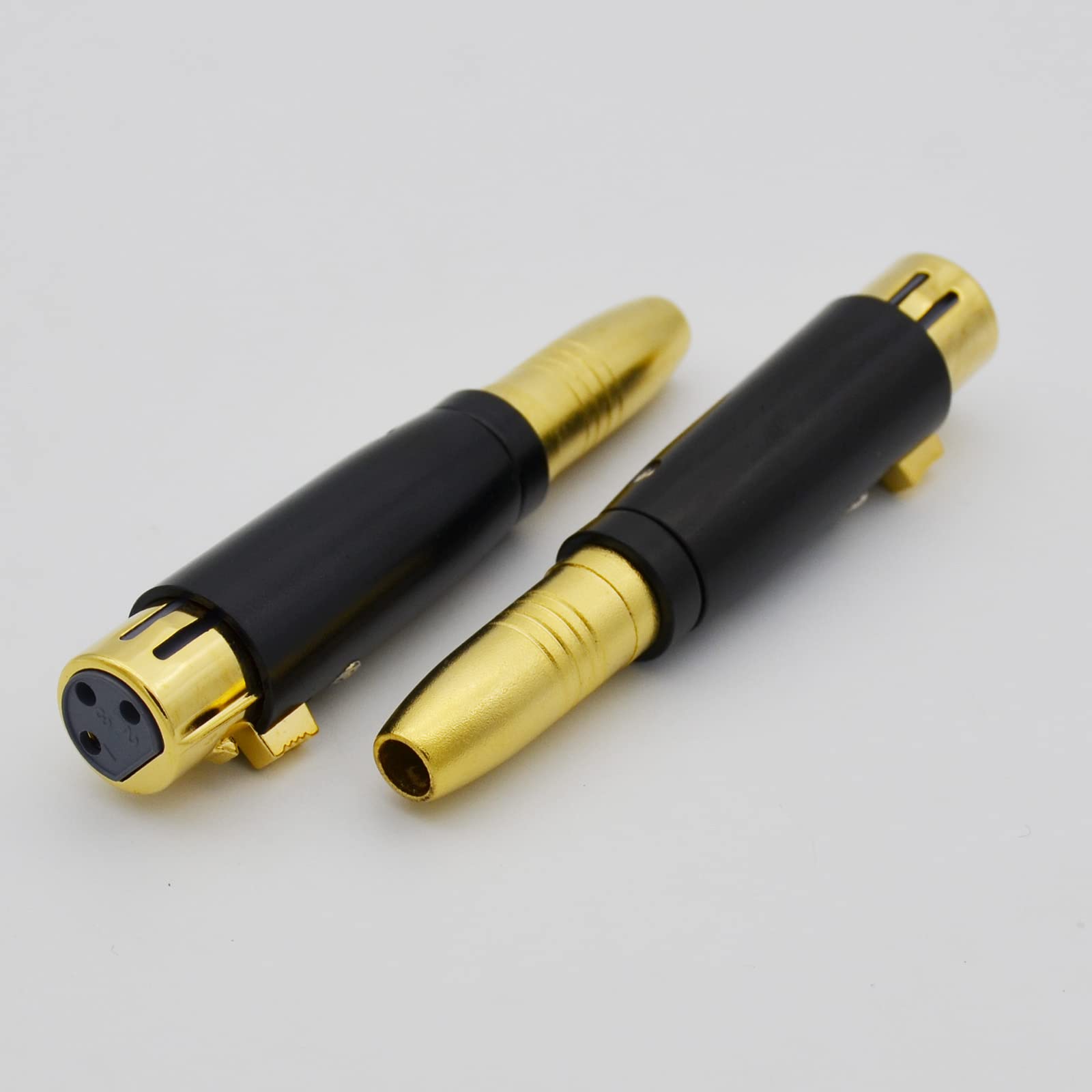 Adattatore audio XLR femmina a TRS femmina da 6,35 mm, placcato oro XLR a 3 pin a presa da 6,35 mm, connettore audio bilanciato per microfono DJ, confezione da 2, nero