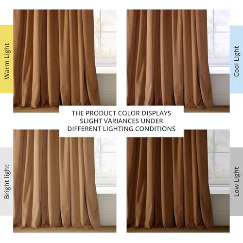 HPD Half Price Drapes Signature Velvet Thermal Blackout Curtains for Living Room 96 Inch Long (1 Panel) Rod Pocket Insulated Blackout Curtains for Bedroom Window Curtains, 50W x 96L, Burnt Pumpkin