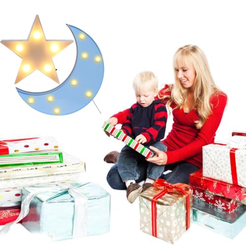 Qiaofei QFCHNLT159002 Decorative Moon-Star Night Light,Cute Led Nursery Night Lamp Gift-Marquee Moon-Star Sign thumb #1