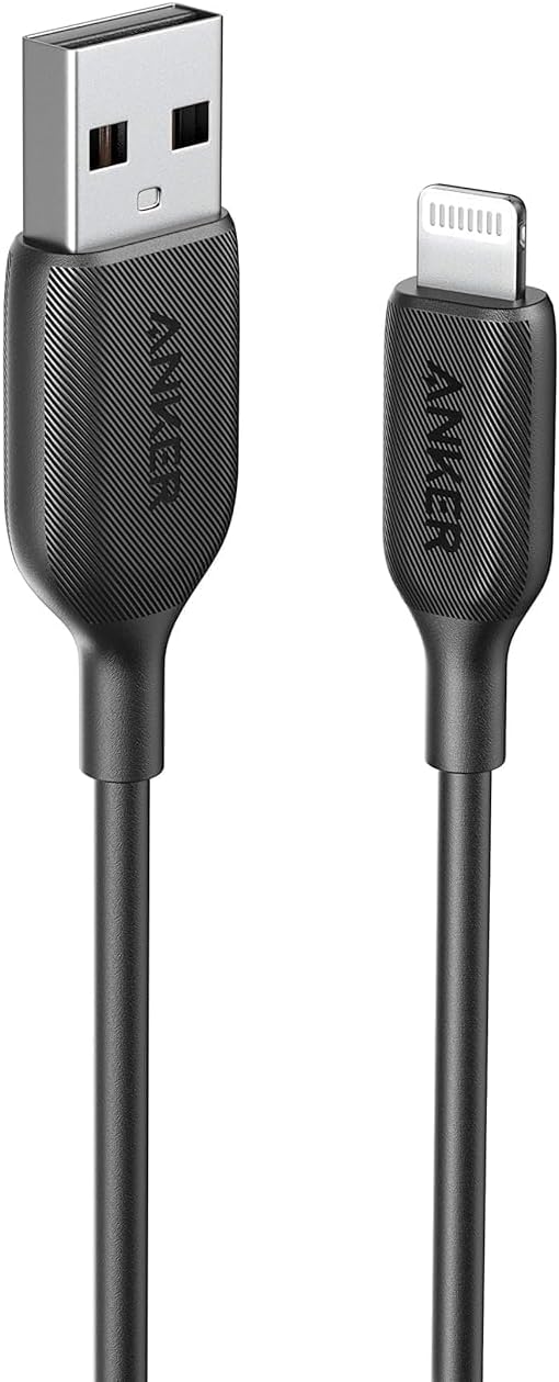 PowerLine III Lightning Cable iPhone Charger Cord MFi Certified for iPhone X, Xs, Xr, Xs Max, 8, 8 Plus, 7, 7 Plus, 6, 6 Plus and More, Ultra Durable (0.9m, Black)