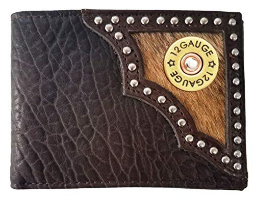 Custom 12 Gauge Shotgun Chocolate Hair Inlay Bi-fold Wallet