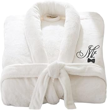 Wedding Bathrobe Mr and Mrs Embroidery logo on Bathrobes 100% COTTON Terry Towel Bathrobe LUXURY VELOUR bathrobes