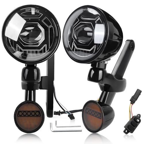 kekykm 4.5' LED Auxiliary Fog Spot Light Bracket Kit Compatible With Harley Davidson Touring Electra Glide Street Glide Ultra Limited 2014-2023, Passing Lamp Housing Shell, Black