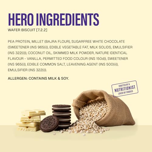 Image of Phab Millet Wafers - Cookies & Cream | 10g Protein | 0 Sugar, No Maida, No Preservatives, No Trans Fat | Millet Goodness (Bajra) | Gluten-Free Healthy Snack | Desk-to-Gym Snack | Pack of 10