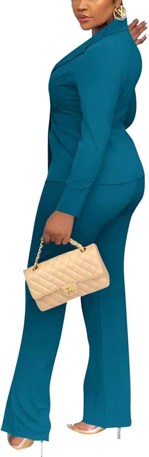 Kafiloe Women Double Breasted Blazer Pants Suit 2 Piece Outfits image 3