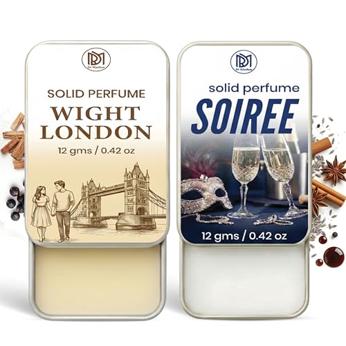 Image of Dr.Mashur Solid Perfume |wight london&Soiree Alcohol Free Wax Perfume Balm, Long Lasting | Pocket Tin 12g, Pack Of 2| Non Greasy Smooth Glide, Travel Friendly Unisex Gifts He Or Her