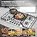Hibghse Gas Cooktop 30 inch with 5 Sealed Burners, Built-in Gas Stove Top Stainless Steel Propane Cooktop with Thermocouple Protection, NG/LPG Convertible