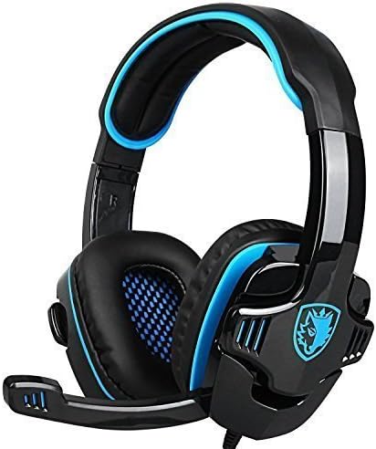 SADES Stereo Gaming Headset, SA708 GT Version Over Ear Computer Headphone with Mic For Laptop PC/Mac/PS4/iPad/iPod/Phones(Black Blue)
