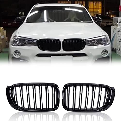 Grille de calandre double ligne pour BMW X3 F25 et X4 F26 finition noir