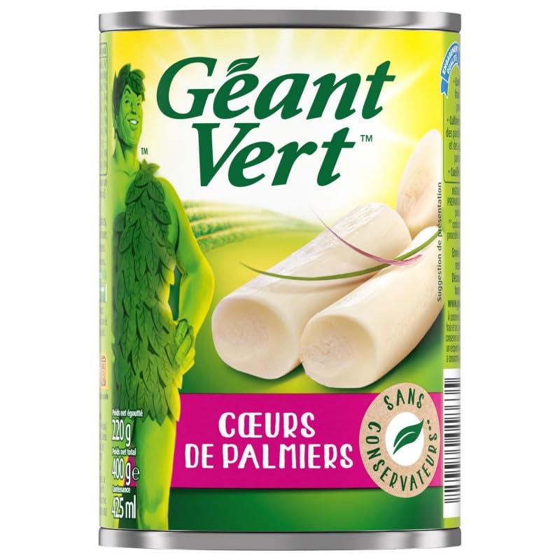 Délices Tendres: Boîte de coeurs de palmier GEANT VERT 220g - Savoureux Conservés - Idéal Cuisine Créative - Epicerie Fine, Conserve Légume - Le Lot De 3