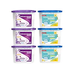 CANAGER Moisture Absorber Box,Odor Eliminator and Dehumidifier Boxes for Closet,Bedroom,Kitchen,Bathroom-3 Packs,Lavender Vanilla+3 Packs,Fresh Scent