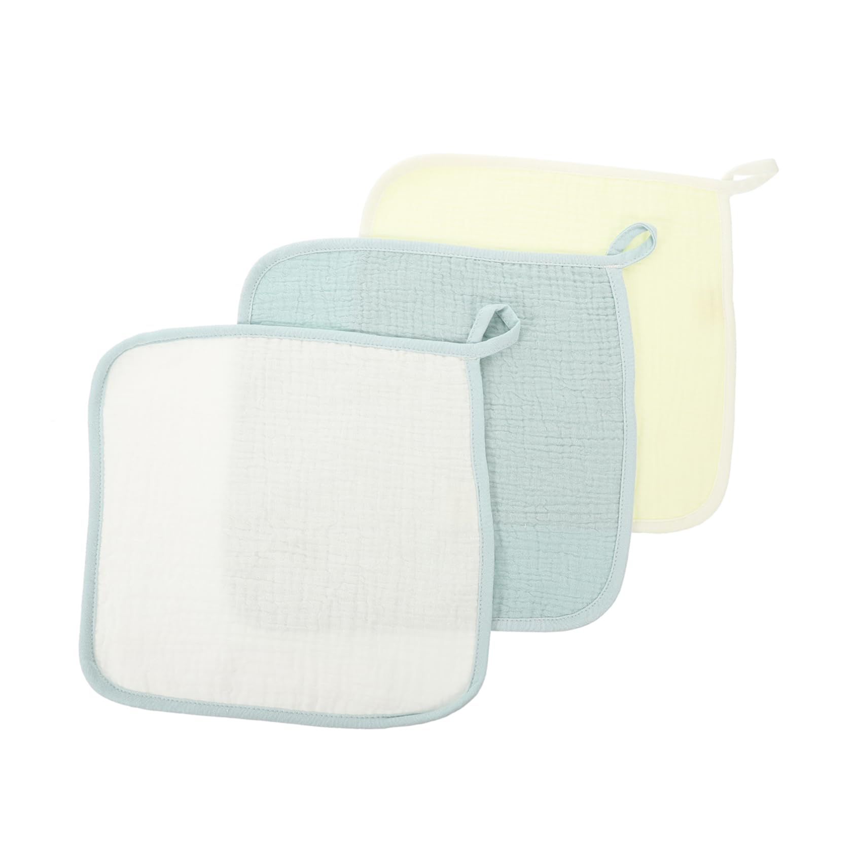 Yardwe 3Pcs Soft Cotton Towels Multi Layer Saliva Towels for Newborns Gentle Washcloths for Boy Girl Solid Color Design Easy to