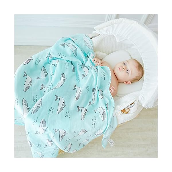 LifeTree Baby Musselin Tuch Swaddle Decke - 120 x 120cm Baby Pucktücher, Aufstoßen Tuch & Deck Kinderwagen - Baby Bambus… – Bild 3