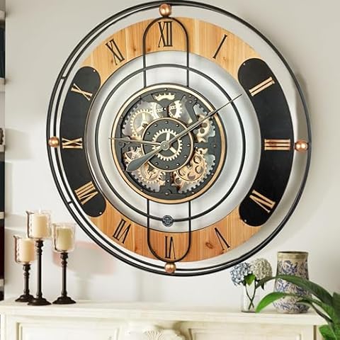 The Gears Clock 36'' Inch Real Moving Gear Wall Clock Switzerland Line (Black, 36 inches (90 cm)) Cover